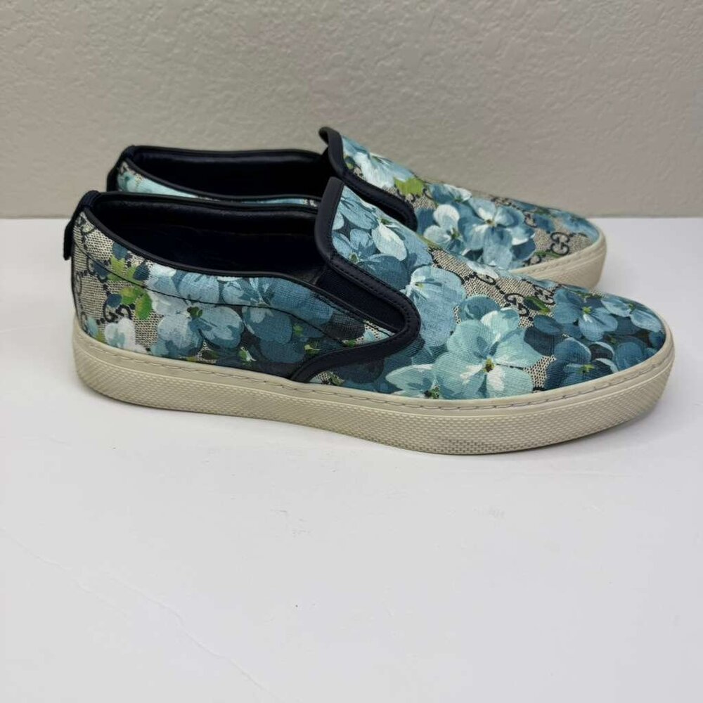 Mens Gucci Sneakers/GG Blooms/Broola/Slip-on/PVC Canvas Blue Floral Pattern - Picture 10 of 10